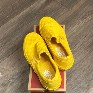 Vans Kids Yellow Checkerboard Slip-On Sneakers